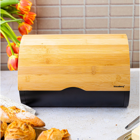 Chlebak drewniany czarny 32 × 24 × 20,5 cm Klausberg
