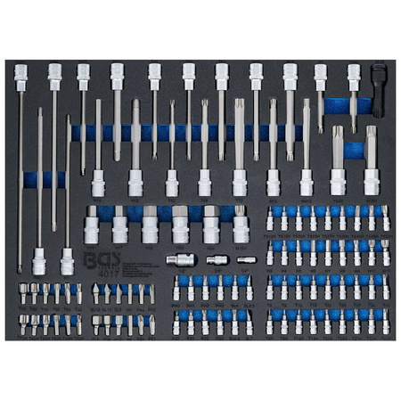 Wkładka do szuflady 3/3: bity i nasadki 104 szt., BGS 4017