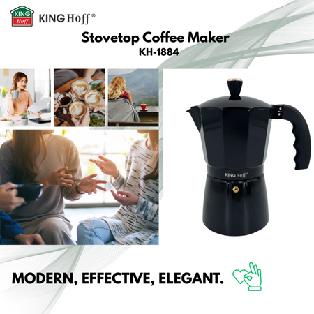 Aluminiowa kawiarka ciśnieniowa do kawy, 9 filiżanek, czarny/rose gold KINGHoff