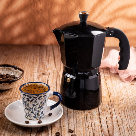 Aluminiowa kawiarka ciśnieniowa do kawy, 9 filiżanek, czarny/rose gold KINGHoff