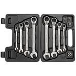 Zestaw 12 kluczy płasko-oczkowych 8-19 mm z grzechotką i adapterami, GEDORE RED, R07203012