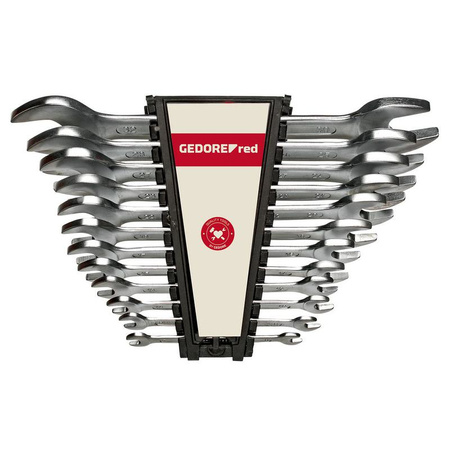 Zestaw 12 kluczy płaskich dwustronnych 6-32 mm w uchwycie, GEDORE RED, R05105012