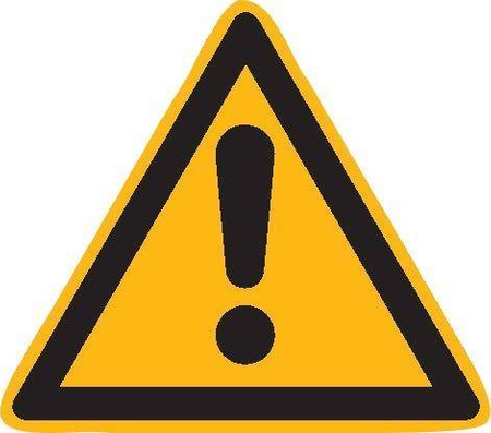 Znak ostrzegawczy ogólny 100mm folia samoprzylepna