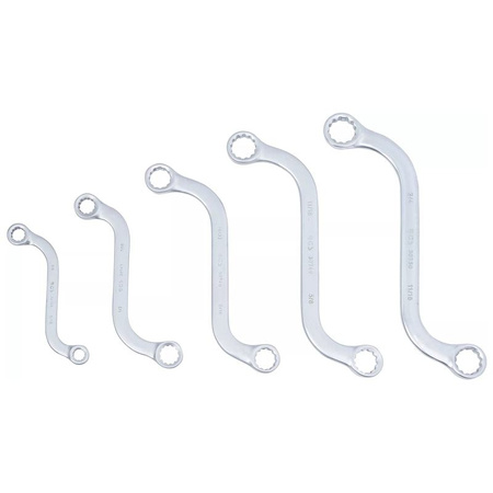 Zestaw 5 kluczy oczkowych dwustronnych typu S calowe 3/8" - 3/4", BGS 32150