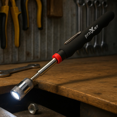 Chwytak magnetyczny teleskopowy z diodą LED 810 mm, udźwig 350 g PRAXER