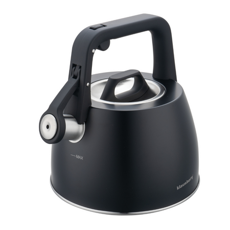 Czarny czajnik z gwizdkiem 2,5 l na gaz i indukcję, Klausberg