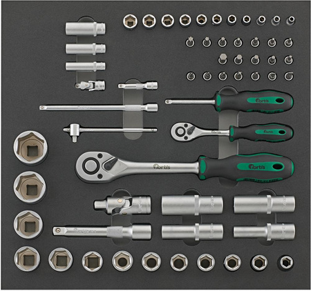 Moduł narzędziowy 2/3 Końcówki wymienne klucza nasadowego 1/4"+1/2" FORTIS