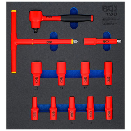 Wkładka do szuflady 2/3: Zestaw kluczy nasadowych VDE napęd 10 mm (3/8") 7-22 mm 1, 2 szt., BGS 70213