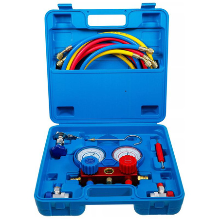 Zestaw zaworów z czujnikiem zegarowym ciśnienia do sprawdzania klimatyzacji, BGS 8425