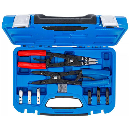 Zestaw szczypiec do pierścieni rozprężnych wymienne końcówki 10 szt., BGS 453