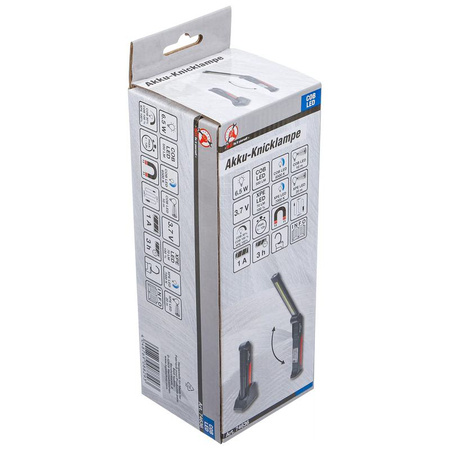 Akumulatorowa latarka przegubowa LED COB 6,5 W ze stacją ładowania, BGS Diy 74636