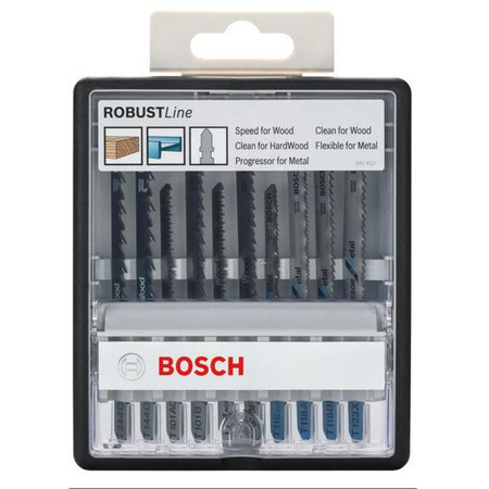 Zestaw brzeszczotów do wyrzynarki Robust Line do różnych rodzajów drewna i metalu, uchwyt T, BOSCH