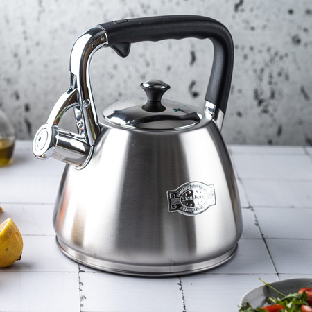 Srebrny czajnik z gwizdkiem 3 l na gaz i indukcję, Klausberg