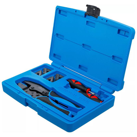 Zestaw szczypiec do zaciskania i narzędzi do odblokowywania wtyków z 2 parami szczęk, BGS 70929