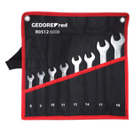 Zestaw 8 krótkich kluczy płaskich dwustronnych 6-22 mm w uchwycie, GEDORE RED, R05126008