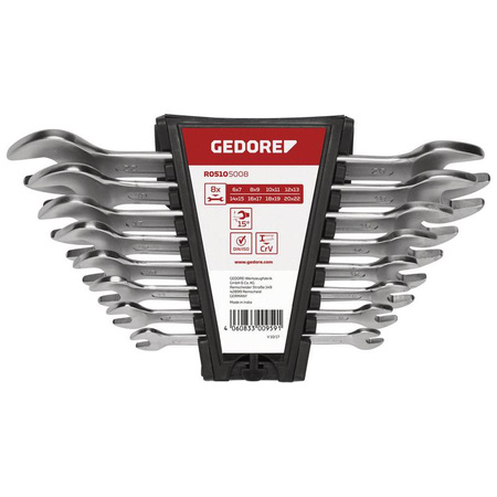Zestaw 8 kluczy płaskich dwustronnych 6-22 mm w uchwycie, GEDORE RED, R05105008