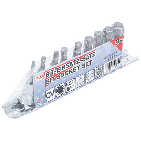 Zestaw nasadek z bitem 6,3 mm 1/4" gniazdo sześciokątne 3/32"- 3/8" calowe 9 szt. (2749) BGS