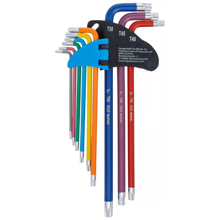 Zestaw bardzo długich kluczy imbusowych Torx z otworem T10-T50 9 szt., BGS 74462