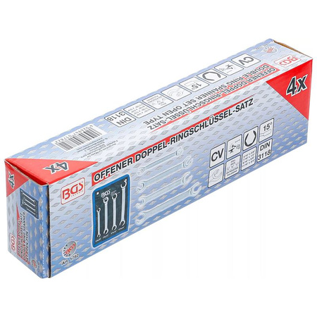 Zestaw otwartych kluczy oczkowych dwustronnych calowe 4 szt., BGS 1782