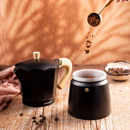 Aluminiowy zaparzacz ciśnieniowy do kawy, 9 filiżanek, czarny KINGHoff