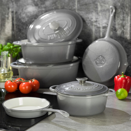 Garnek żeliwny z pokrywą Ø21 cm, pojemność 2,4 l szary KINGHoff