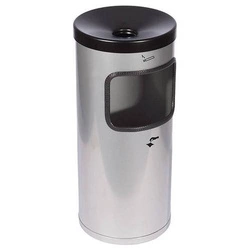 Popielnica stojąca z koszem na śmieci srebrna