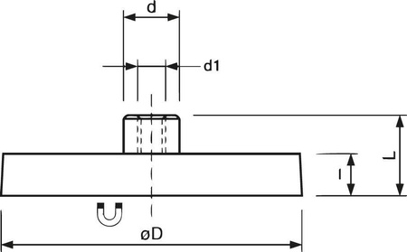 Magnes płaski 66m z tuleją M8/guma FORMAT