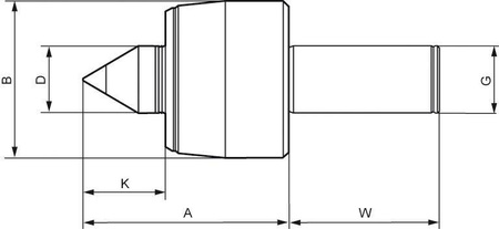 Kieł centrujący obrotowy, K106HZA,chwyt cylindr. 25mm RÖHM