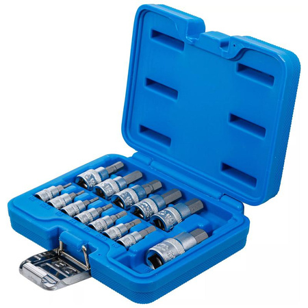 Zestaw 13 nasadek z bitem, gniazdo sześciokątne 2-14 mm, napęd 6,3 mm (1/4"), 10 mm (3/8"), 12,5 mm (1/2"), BGS 74257
