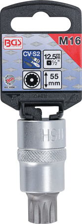 Nasadka do bitów 12,5 mm 1/2" gniazdo wielokątne (do XZN) z otworem M16 (4356) BGS