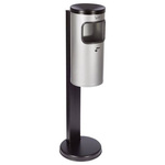 Popielnica stojąca z koszem na śmieci stojakiem srebrna