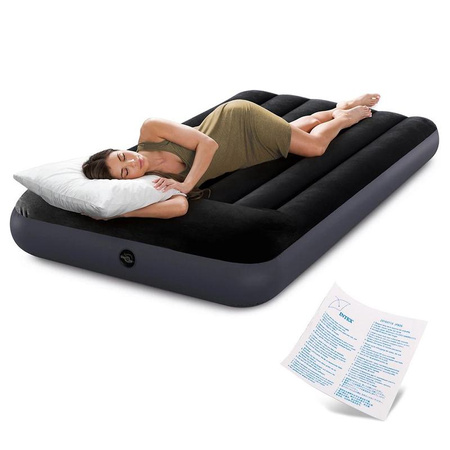 Materac dmuchany welurowy z wbudowaną poduszką 191x99x25 cm 64141 INTEX