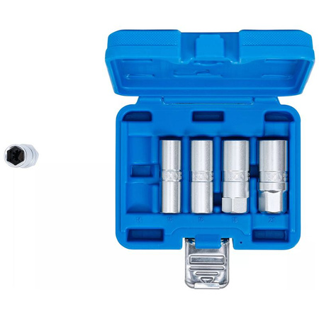 Zestaw sześciokątnych nasadek do świec zapłonowych napęd 12,5 mm (1/2") 14-21 mm 5 szt, BGS 6641