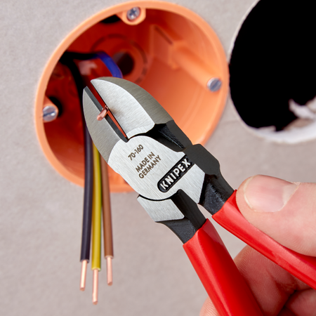 Szczypce tnące boczne z rękojeściami powlekanymi tworzywem sztucznym 160 mm KNIPEX 70 01 160
