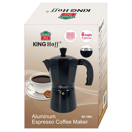 Aluminiowa kawiarka ciśnieniowa do kawy, 6 filiżanek, czarny/rose gold KINGHoff
