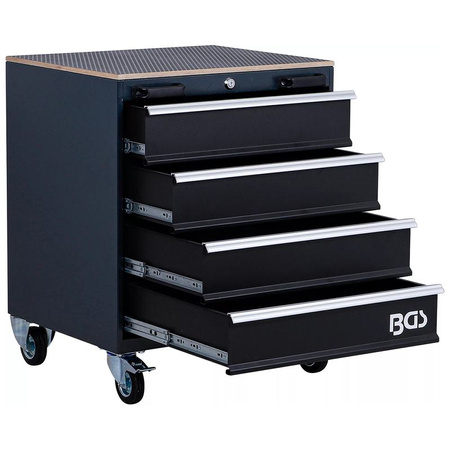 Wózek warsztatowy do systemu meblościanek, 4 szuflady, 630 x 789 x 530 mm, BGS 80220