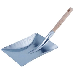 Szufelka do zamiatania z uchwytem drewnianym, metalowa, ocynkowana