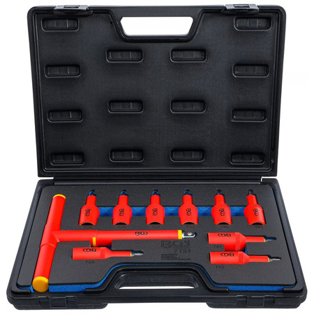 Zestaw 10 nasadek z bitem VDE, profil T (Torx) T20-T55, napęd 12,5 mm (1/2"), BGS 7131