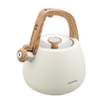 Beżowy czajnik z gwizdkiem 2,5 l, drewniana rączka, Klausberg