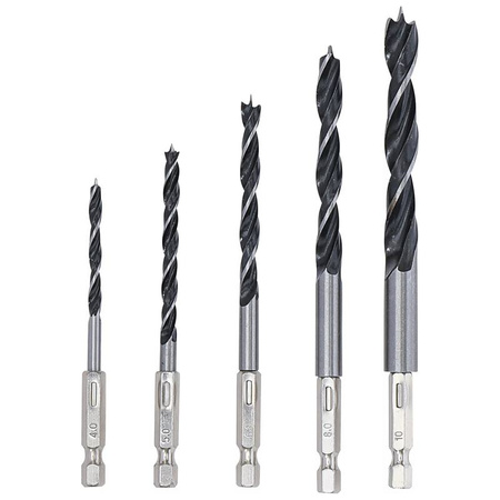 Zestaw 5 wierteł do drewna 4-10 mm, BGS Diy 50799