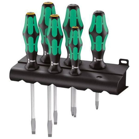 Zestaw wkrętaków płasko-krzyżowych PZ z końcówką Lasertrip + wieszak 334/355 SK/6 Wera