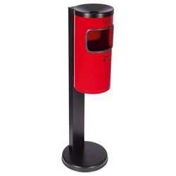 Popielnica stojąca z koszem na śmieci stojakiem czerwona