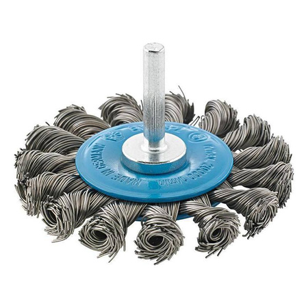 Szczotka tarczowa trzpieniowa, drut pleciony, stalowy 75x6x mm FORMAT