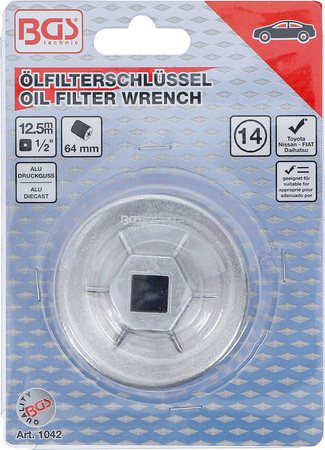 Klucz do filtra oleju 14-kątny Ø 64 mm dla Daihatsu, Fiat, Nissan, Toyota (1042) BGS