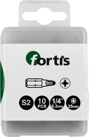 Bity 1/4 DIN3126 Pozidriv PZ 1 x 25mm 10szt FORTIS