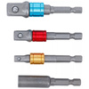 Zestaw 4 adapterów do wiertarek napęd 6,3 mm (1/4") 6,3 mm (1/4"), 10 mm (3/8"), 12,5 mm (1/2"), gniazdo sześciokątne 6,3 mm (1/4"), BGS Diy 20814