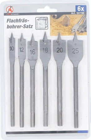 Zestaw 6 wierteł łopatkowych 10-25 mm do drewna, BGS Diy 50796