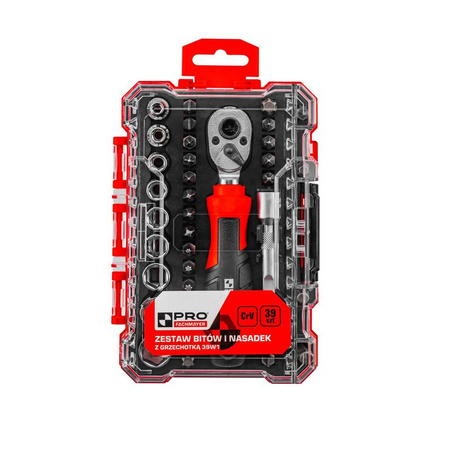 Zestaw bitów i nasadek z grzechotką PRO 39 w 1, ZB112 PRO
