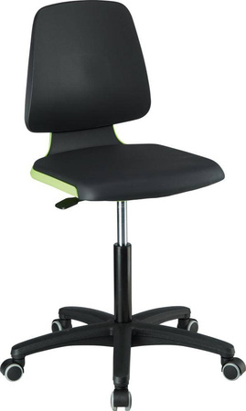 Krzesło laboratoryjne obrotowe na kółkach Labsit 2 imitacja skóry zielone