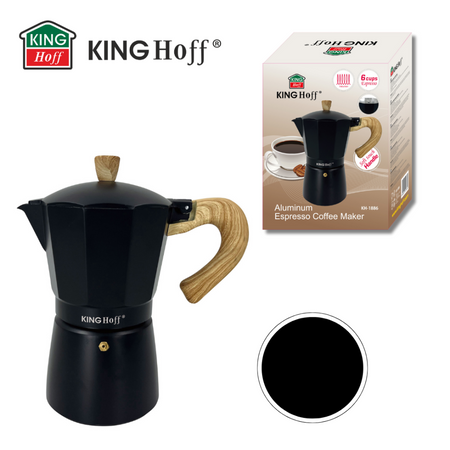 Aluminiowy zaparzacz ciśnieniowy do kawy, 6 filiżanek, czarny KINGHoff